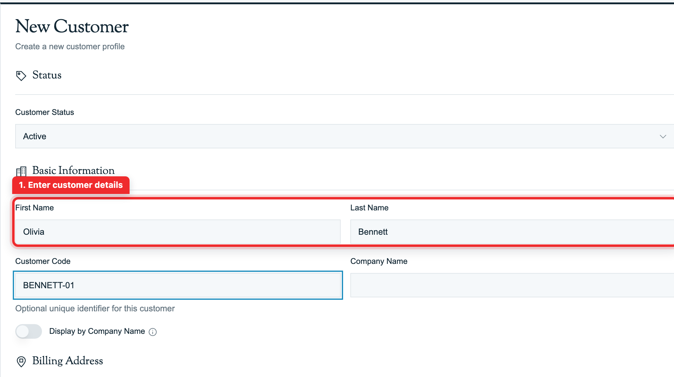 Add Customer button in the customer directory header