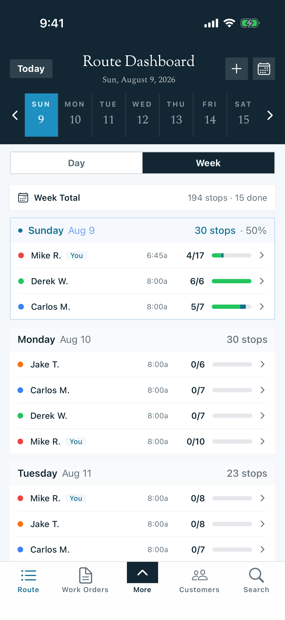 Current Pool Runs mobile interface for this workflow