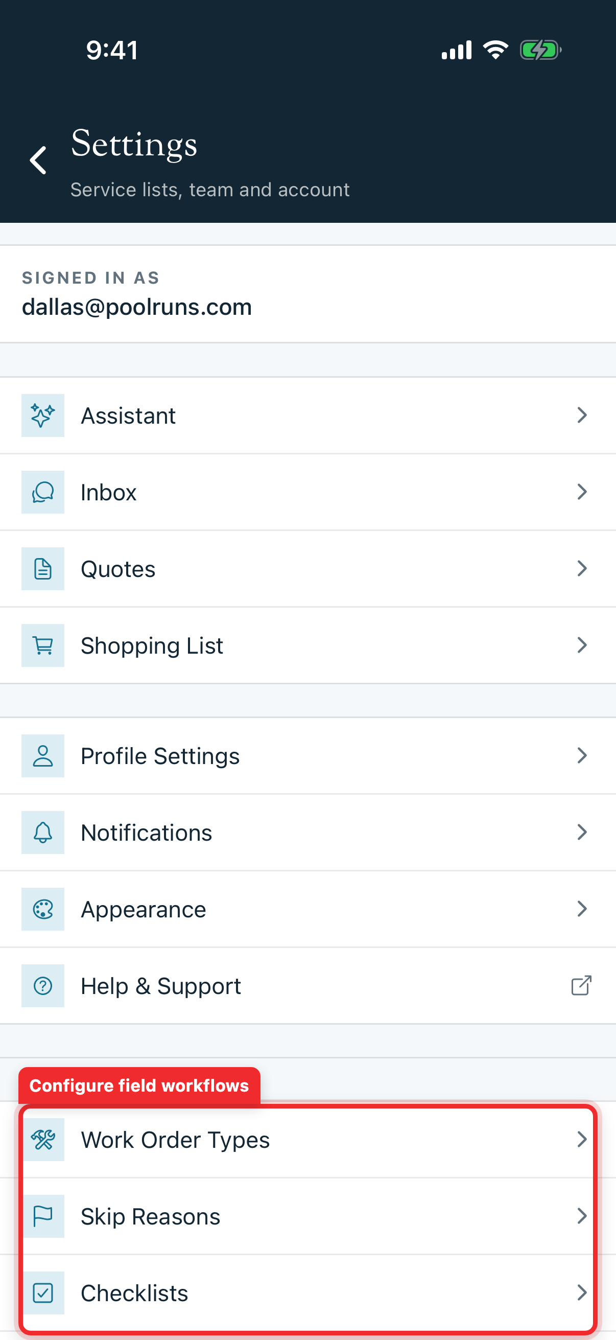 Current Pool Runs mobile interface for this workflow