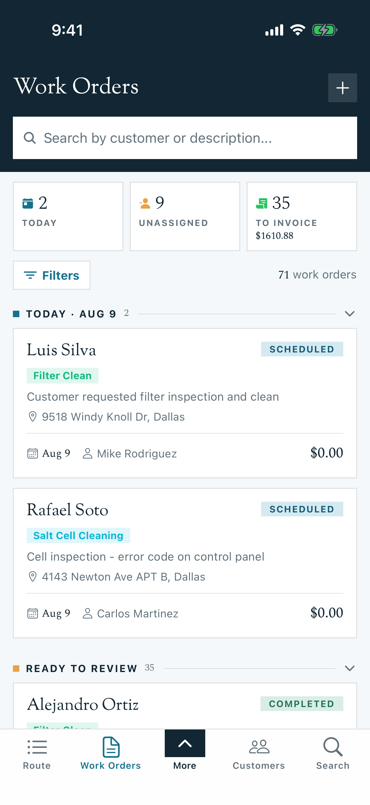 Current Pool Runs mobile interface for this workflow